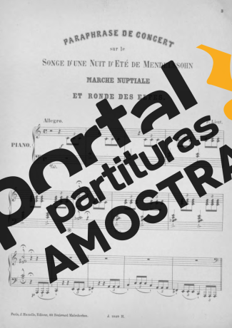 Franz Liszt Concert Paraphrase On Mendelssohn S  Sommernachtstraum S.410 partitura para Piano