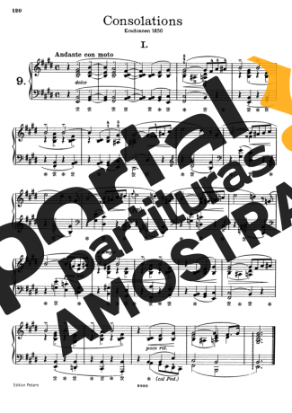 Franz Liszt Consolations S.172 I partitura para Piano