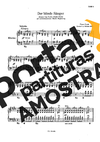 Franz Liszt Der Blinde Sänger S.350 partitura para Piano