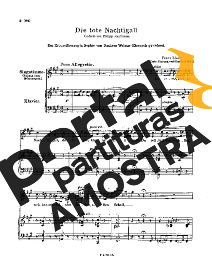 Franz Liszt Die Tote Nachtigall S.291 partitura para Piano