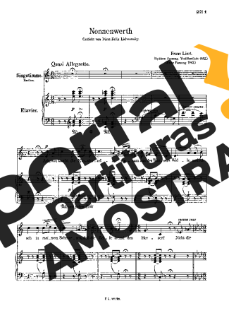 Franz Liszt Die Zelle In Nonnenwerth S.274 partitura para Piano