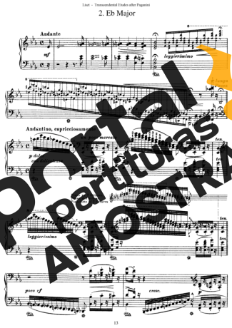Franz Liszt Études D´exécution Transcendante D´après Paganini S.140 (Etude 2) partitura para Piano