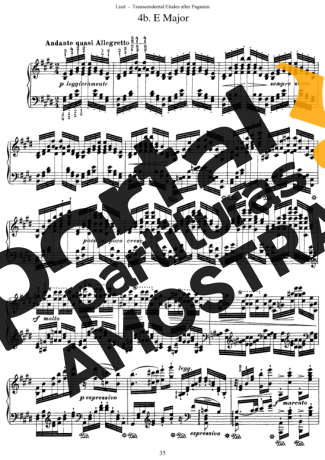 Franz Liszt Études D´exécution Transcendante D´après Paganini S.140 (Etude 4b) partitura para Piano