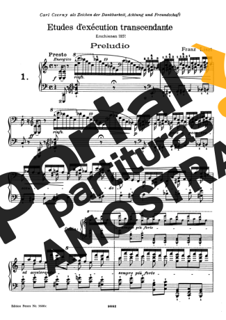 Franz Liszt Études D´exécution Transcendante S.139 (Etude 1) partitura para Piano