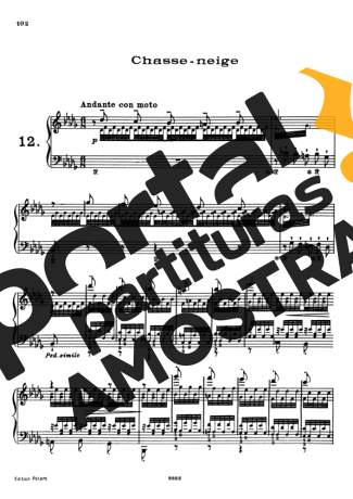 Franz Liszt Études D´exécution Transcendante S.139 (Etude 12 Chasse Neige) partitura para Piano