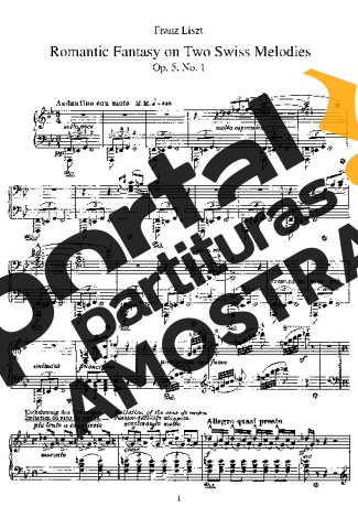 Franz Liszt Fantaisie Romantique Sur Deux Mélodies Suisses S.157 partitura para Piano