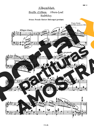 Franz Liszt Feuilles D´album S.165 partitura para Piano