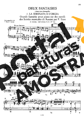 Franz Liszt Grande fantaisie sur des motifs de La serenata e L´orgia des Soirées musicales S.422 partitura para Piano
