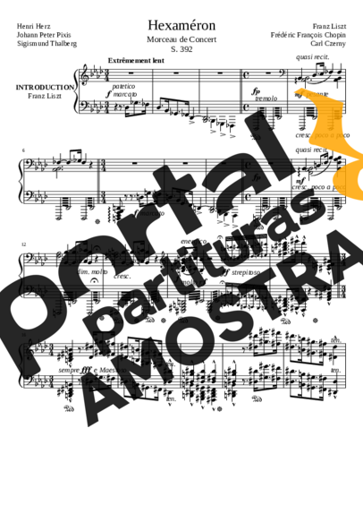Franz Liszt Hexaméron partitura para Piano