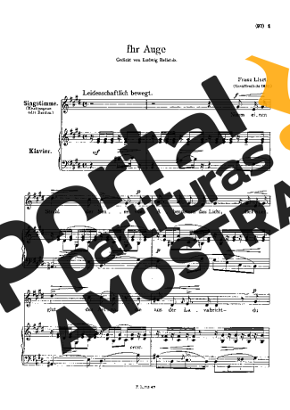 Franz Liszt Ihr Auge partitura para Piano