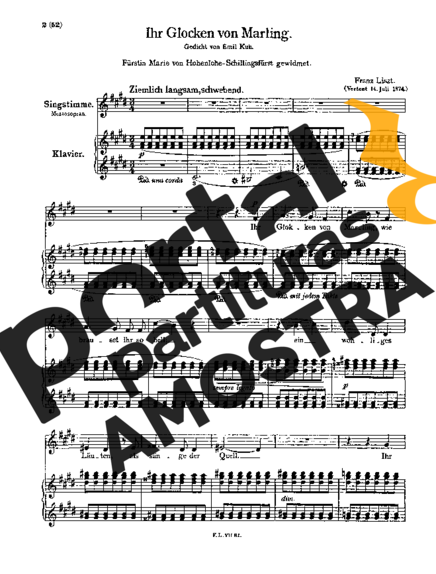 Franz Liszt Ihr Glocken Von Marling S.328 partitura para Piano