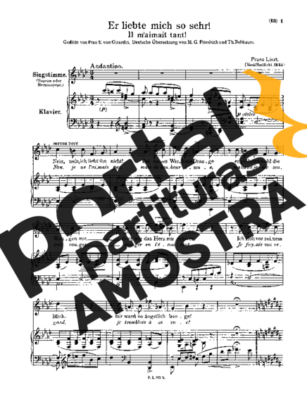 Franz Liszt Il M_aimait Tant S.271 partitura para Piano