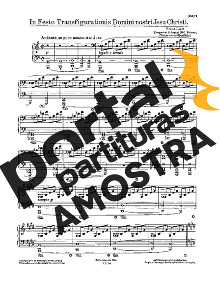 Franz Liszt In Festo Transfigurationis Domini Nostri Jesu Christi S.188 partitura para Piano
