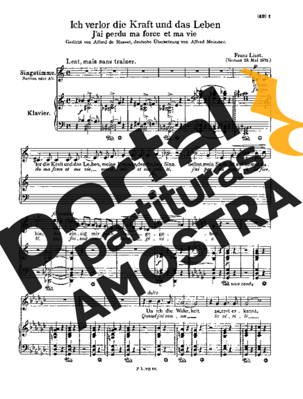Franz Liszt J Ai Perdu Ma Force Et Ma Vie S.327 partitura para Piano
