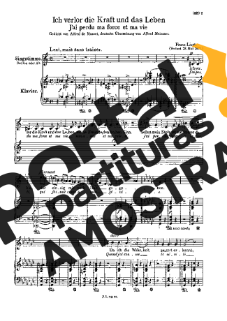Franz Liszt Jai Perdu Ma Force Et Ma Vie S.327 partitura para Piano