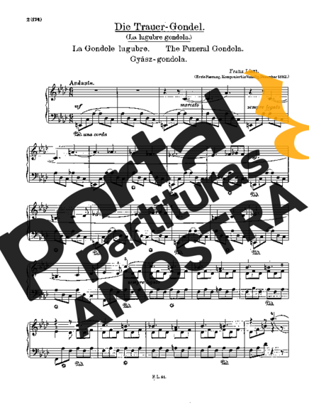 Franz Liszt La Lugubre Gondola S.200 partitura para Piano