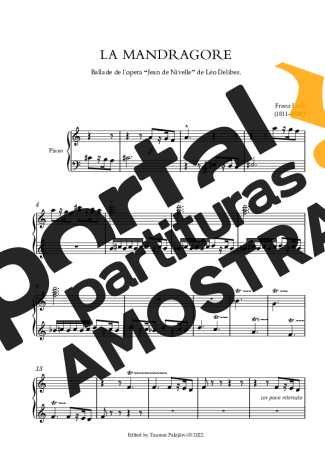 Franz Liszt La Mandragore S.698 partitura para Piano