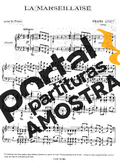 Franz Liszt La Marseillaise S.237 partitura para Piano