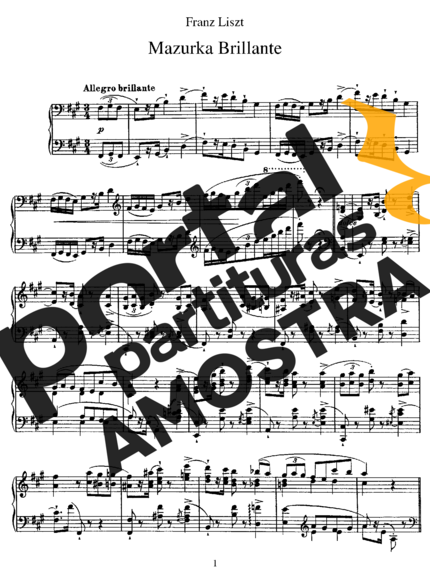 Franz Liszt Mazurka Brillante partitura para Piano