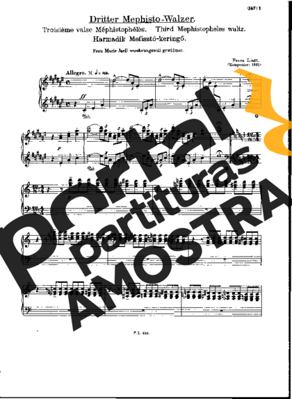 Franz Liszt Mephisto Waltz No.3 S.216 partitura para Piano
