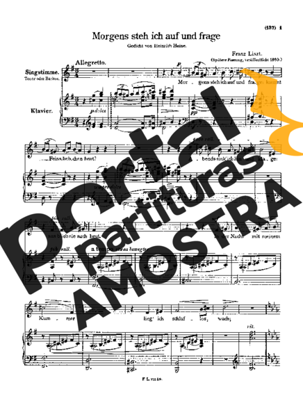 Franz Liszt Morgens Steh Ich Auf Und Frage S.290 partitura para Piano