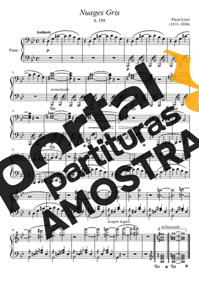 Franz Liszt Nuages Gris S. 199 partitura para Piano