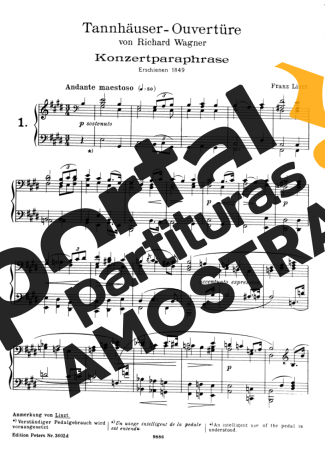 Franz Liszt Ouvertüre Zu Tannhäuser S.442 partitura para Piano