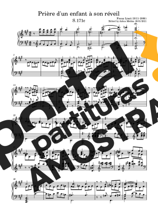 Franz Liszt Prière D Un Enfant À Son Réveil S.171c partitura para Piano