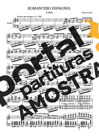Franz Liszt Romancero Espagnol S.695c partitura para Piano