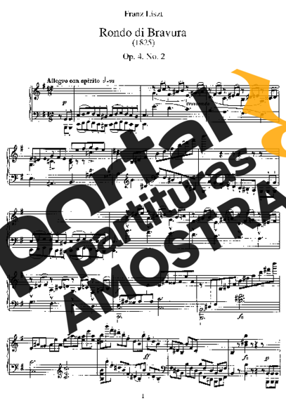 Franz Liszt Rondo Di Bravura S.152 partitura para Piano