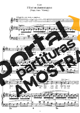 Franz Liszt S Il Est Un Charmant Gazon S.284 partitura para Piano