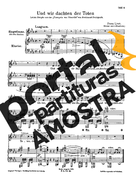 Franz Liszt Und Wir Dachten Der Toten S.338 partitura para Piano