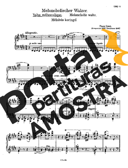 Franz Liszt Valse Mélancolique S.210 partitura para Piano