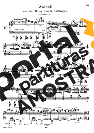 Franz Liszt Walhall Aus Der Ring Des Nibelungen S.449 partitura para Piano