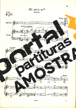 Franz Liszt Wo Weilt Er S.295 partitura para Piano