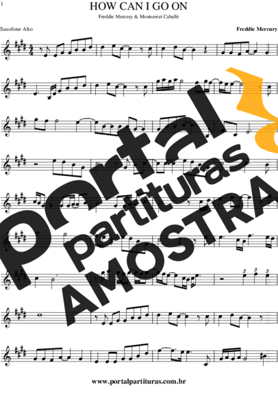 Freddie Mercury & Montserrat Caballé  partitura para Saxofone Alto (Eb)