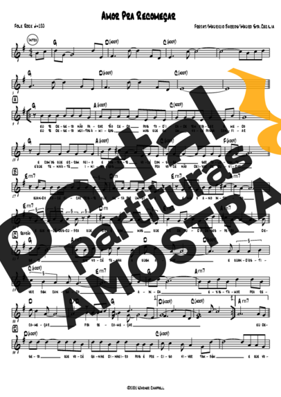 Frejat Amor Pra Recomeçar partitura para Teclado