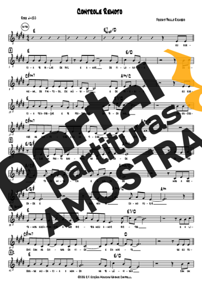 Frejat Controle Remoto partitura para Teclado