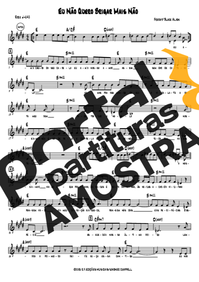 Frejat Eu Não Quero Brigar Mais Não partitura para Teclado
