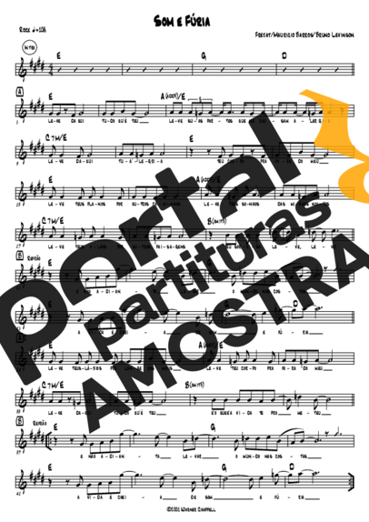 Frejat Som e Fúria partitura para Teclado