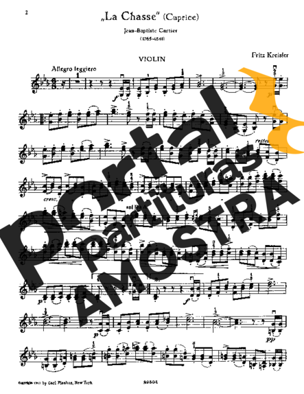 Fritz Kreisler La Chasse partitura para Violino