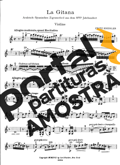 Fritz Kreisler La Gitana partitura para Violino