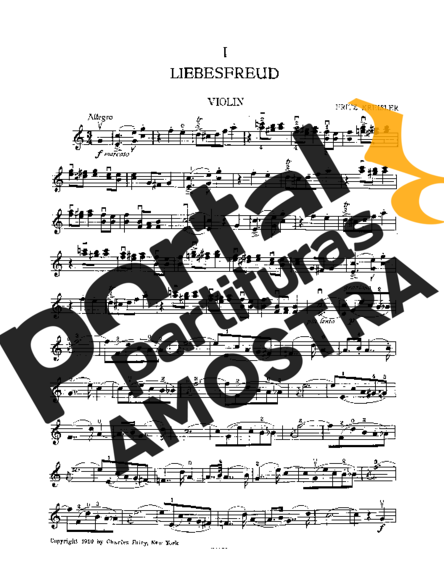 Fritz Kreisler Liebesfreud partitura para Violino