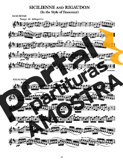 Fritz Kreisler Sicilienne and Rigaudon partitura para Violino