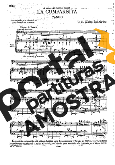 G. H. Matos Rodriguez La Cumparsita partitura para Acordeon