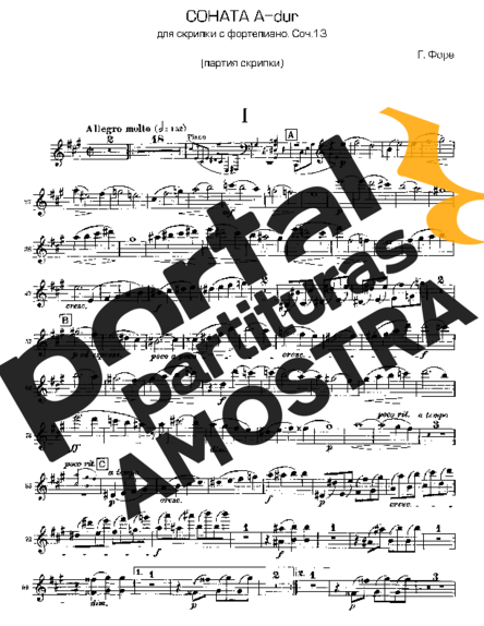 Gabriel Faure Violin Sonata 1 partitura para Violino