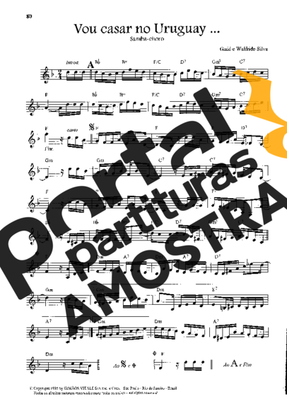 Gadé e Walfrido Silva Vou Casar no Uruguai partitura para Teclado