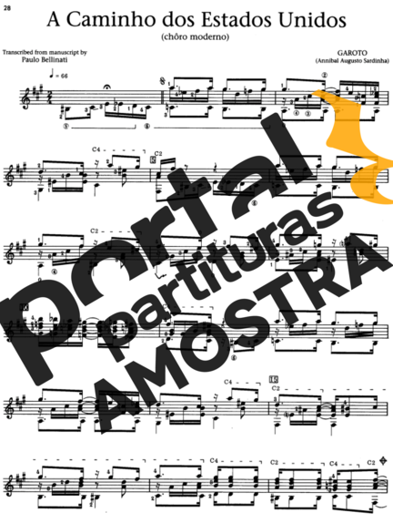 Garoto A Caminho Dos Estados Unidos partitura para Violão