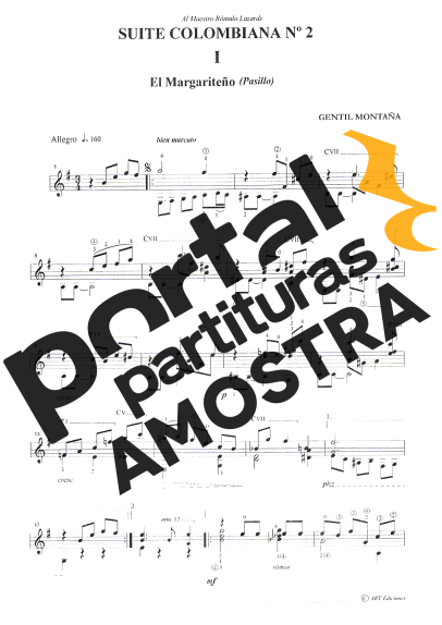 Gentil Montaña El Margariteño (Suíte Colombiana Nº 2) partitura para Violão