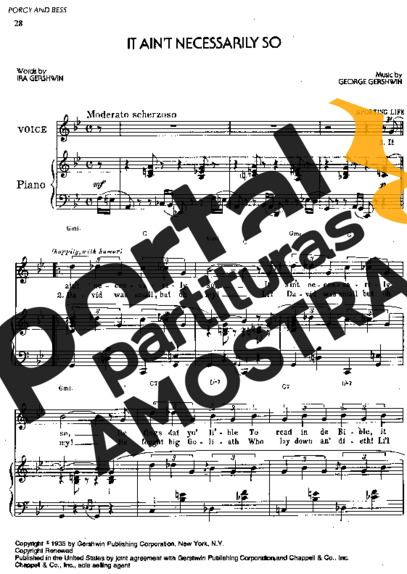 George Gershwin  It Ain´t Necessarily So partitura para Piano